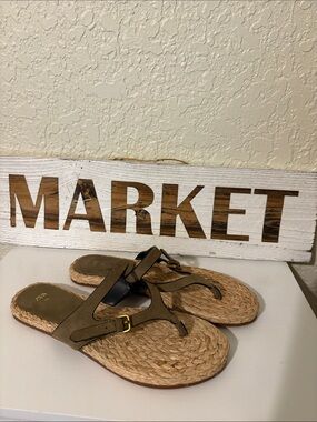 Zara Brown Braided Footbed Thong Sandals